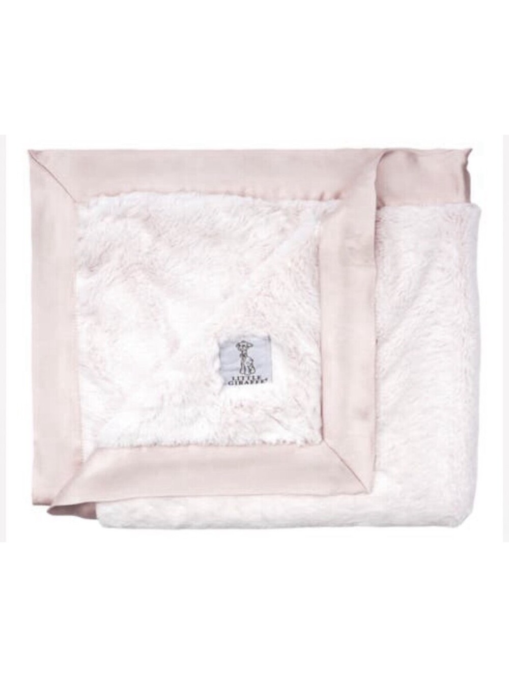 Little Giraffe Luxe Baby Blanket Light Pink Faux Fur Satin Trim 29x35 SO SOFT!